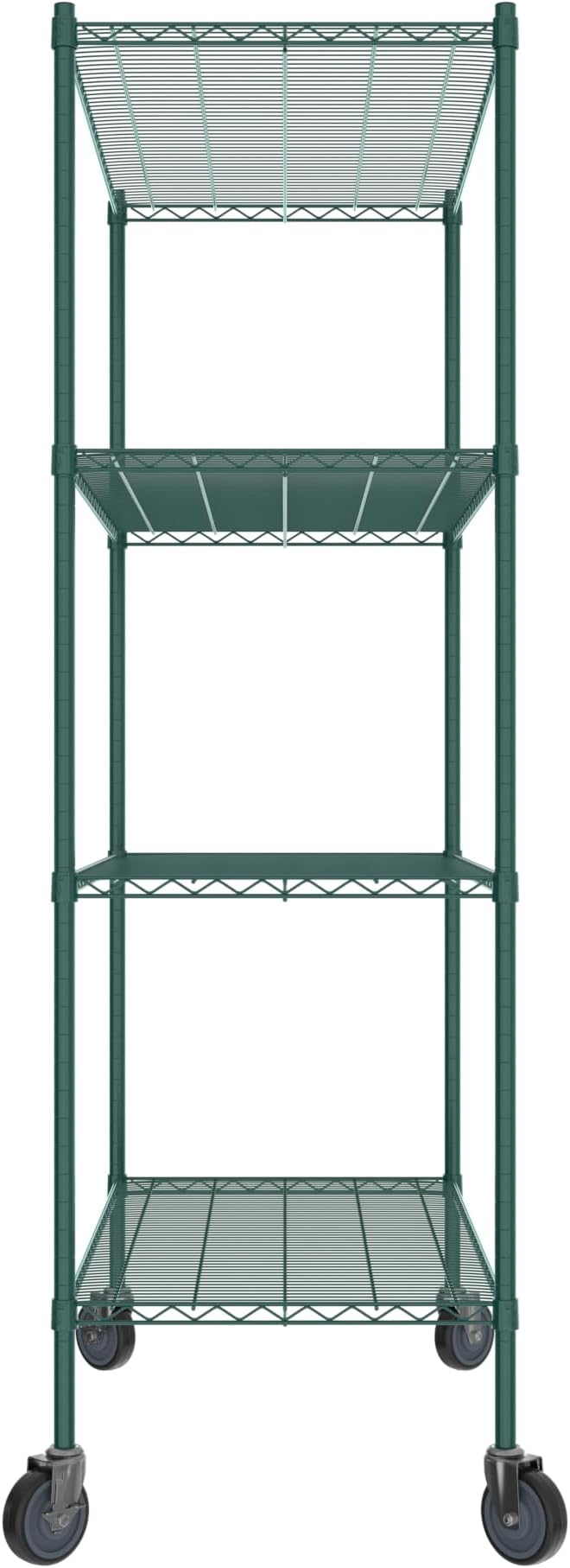 Commercial NSF Listed Green Epoxy Mobile Wire Shelving Kit 24" x 48" x 80", with 4 Shelves Perfect for Warehouse, Walk-in Refrigerator, Freezer, Grocery Store, Restaurant, Dishroom
