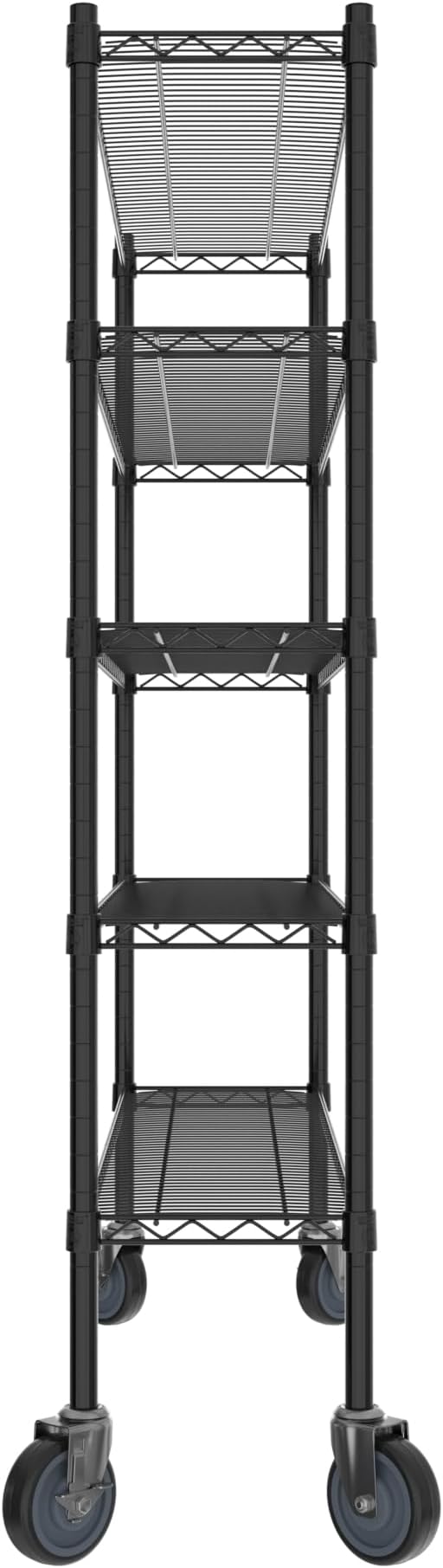 Commercial NSF Listed Black Epoxy Mobile Wire Shelving Kit 12" x 48" x 60", with 5 Shelves Perfect for Warehouse, Walk-in Refrigerator, Freezer, Grocery Store, Restaurant, Dishroom