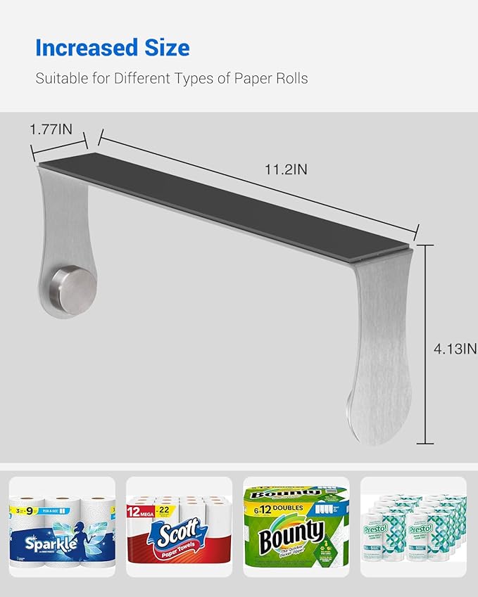 Magnetic Paper Towel Holder for Fridge, Strong Magnet, No Drilling, Stainless Steel, Sliver, Paper Towel Holder Magnetic for Refrigerator, Rv, Grill, Kitchen Decor and Accessories