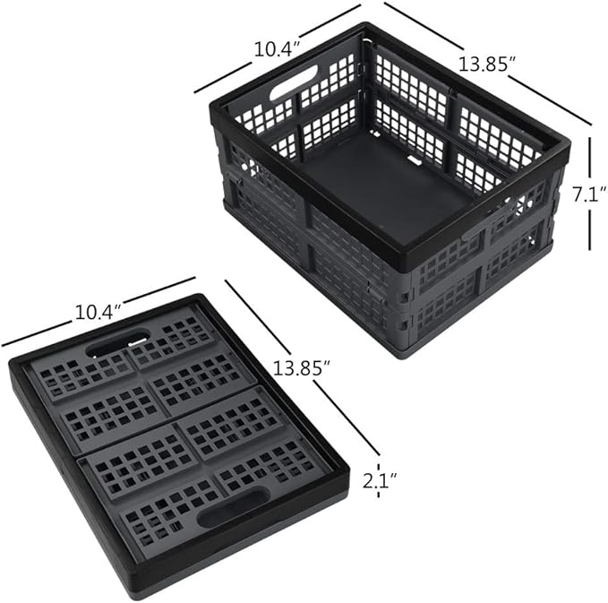 Hommp 4-Pack 15 L Plastic Collapsible Storage Crates, Stackable Storage Folding Crates