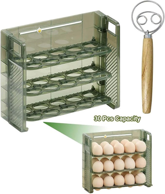Egg Holder for Fridge, Plastic Dispenser, Flip Egg Rack,Suitable For Refrigerator Side Door, Kitchen Countertop Dispenser, Egg Storage For Refrigerator