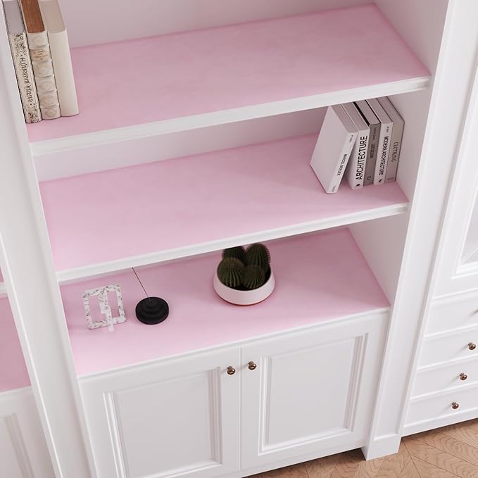 VaryPaper Self Adhesive Pink Velvet Drawer Liner 15.7" x 78.7" Soft Fabric Flocking Contact Paper for Cabinets Shelves Jewelry Box Liner Felt Lining Velvet Wallpaper Peel and Stick for Nursery Bedroom