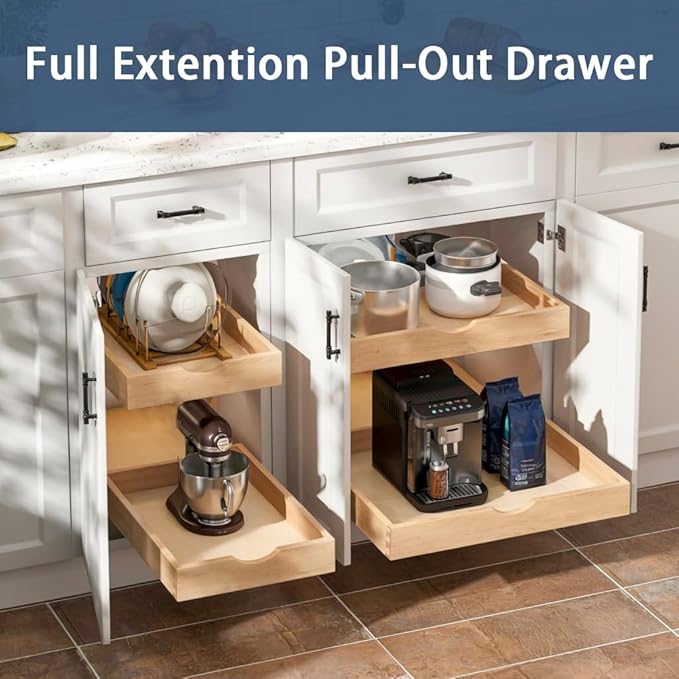 Pull Out Cabinet Drawers - 6x2 Size Options (12-23'W,18-21'D), Pre-Assembled with Soft Close Slides, Solid Beechwood, Easy Installation(16'W x 18'D)