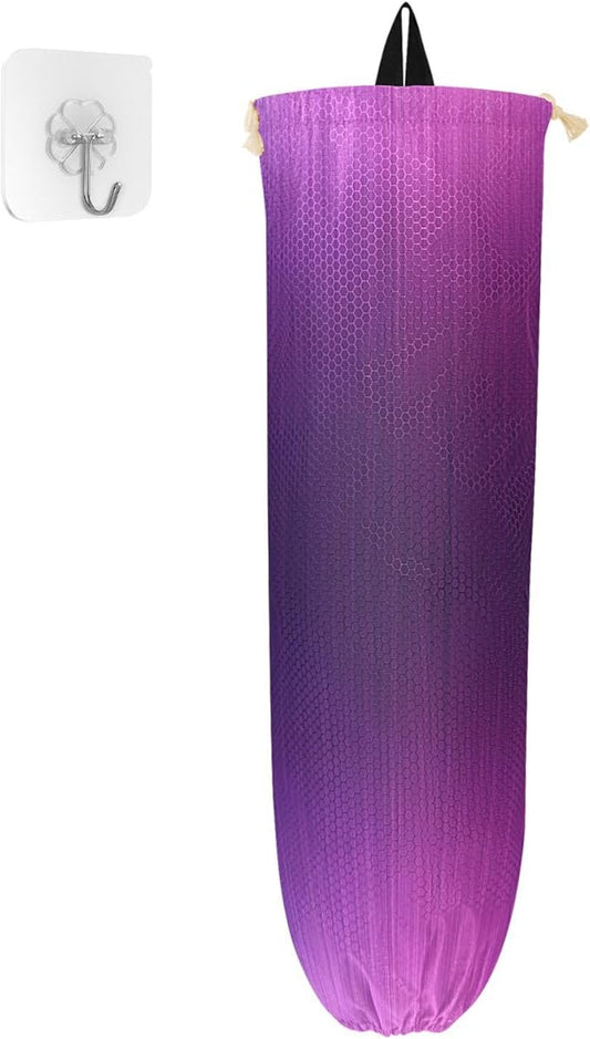 Plastic Bag Holder Wall Mount Grocery Bag Shopping Bag Storage Holder Organizer Dispenser with Adhesive Hook,for Kitchen Bathroom Home Decor 9x22 Inches Gradient Purple Blue32