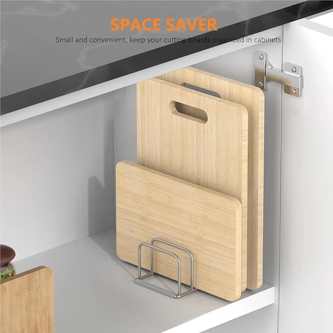 Cutting Board Rack 2pcs Kitchen Cabinet Organizer, Steel Cookware Holder, Divided with 5 For Chefs,Baker Offer A Space-Saving Solution