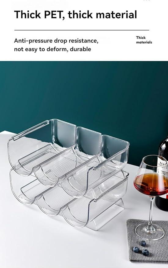 JWYTA Transparent Wine Rack Stackable Bottle Holder for Refrigerator Beverage Storage and Organization at Home (2 Link)