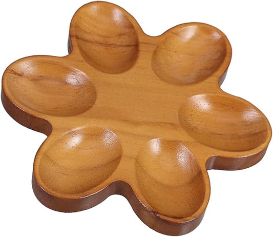 VOSAREA Wooden Egg Tray Wood Deviled Egg Platter Wood Serving Dish Platter for Kitchen Storage Elegant for Countertop and Fridge Use