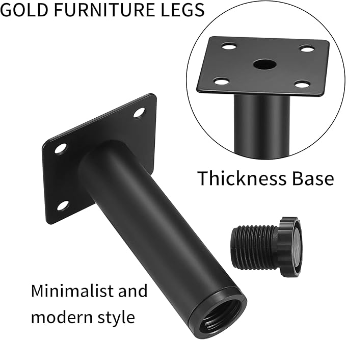 4 Pcs Furniture Legs, Metal Cabinet Legs, 3 inches/8 cm Adjustable Furniture Support Feet for Kitchen Shelves Sofa Table Chair Desk Cupboard Furniture Adjustable Legs Feet Foot