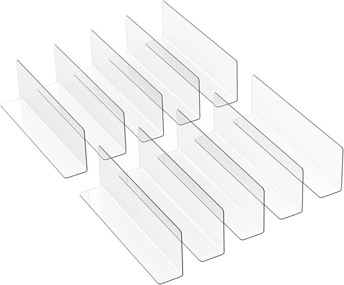 10pcs Commodity Divider Plastic Storage Shelves Clear Shelf Retail Holders L- Shaped Side Divider Shelf for Fridge Bookshelf Acrylic