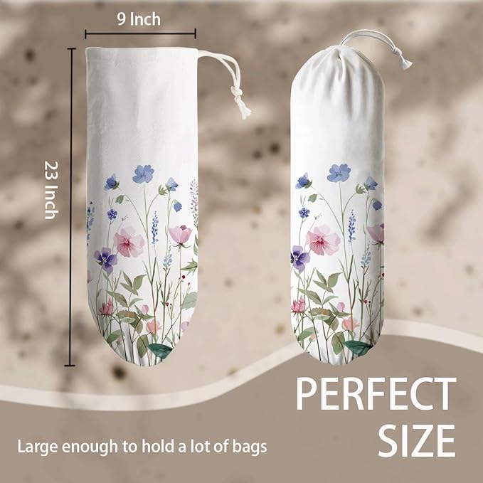 Aesthetic Bag Holder, Reusable Shopping Dispenser, Decorative Fabric Grocery Bag for Kitchen Pantry, Kitchen Housewarming Gifts for Women Family Friends Grandma Mom, bags-14