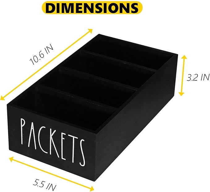CHONIC Seasoning Packet Organizer, Pantry Organizer, Food Packet Storage Organizers, Modern Farmhouse Kitchen Organization Bins for Food Mixes, Spices, Gravy, Taco, and Dressings Packets (Black)