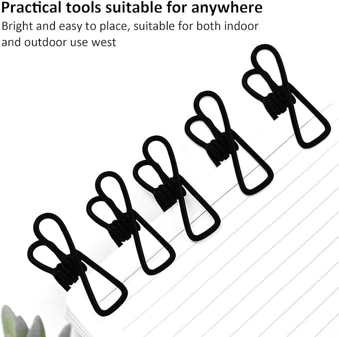 Multipurpose Metal Bag Clips - 2 Inch Colorful Sealer for Sealing Food, Paper Holder, Clothesline Clip for Laundry Hanging, Kitchen Bags (Black, 36PCS)