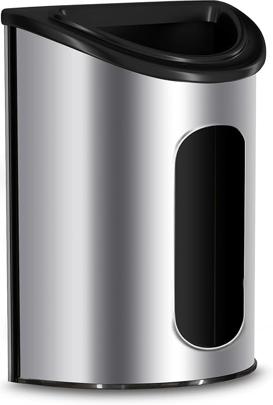 Utopia Kitchen Grocery Plastic Bag Holder and Dispenser Small, Easy Wall Mount Bag Saver, Stainless Steel, Silver