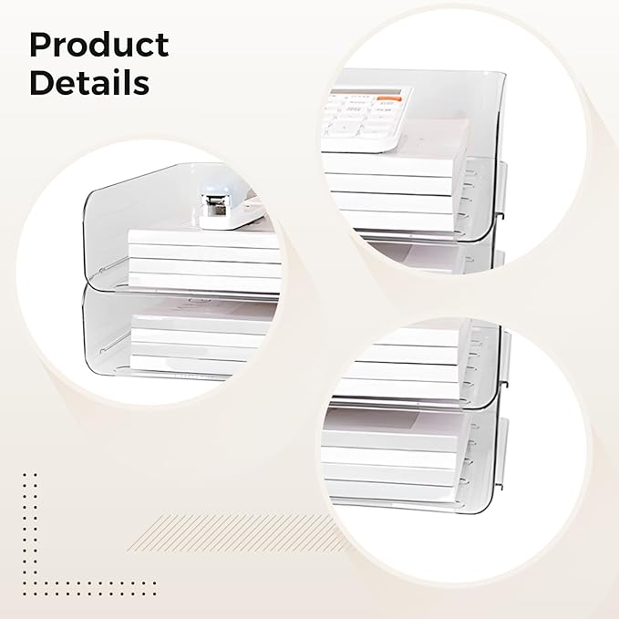 Varku Paper Tray Organizer Clear Acrylic Desk Organizers,2-Tier Desktop Organizer,Transparent Acrylic Office Supplies Holder,Ideal for Office or Home Use,Organize Files,Books,and Small Items