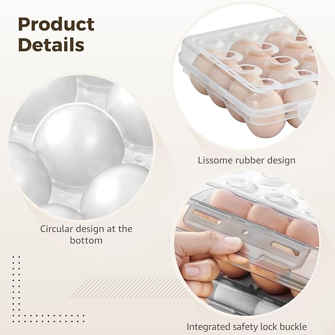 24 Deviled Egg Containers with Lid 24, Egg Holders for Refrigerator, Stackable Design with Secure Lid, Ideal for Kitchen and Camping