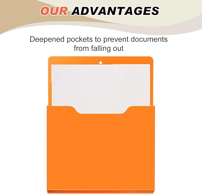 Fuutreo 6 Pcs Magnetic Wall File Organizer Magnetic Wall File Holder Refrigerator Magazine Holder for Mail Letters Paper(Bright Color,12.2 x 9.4 Inch)