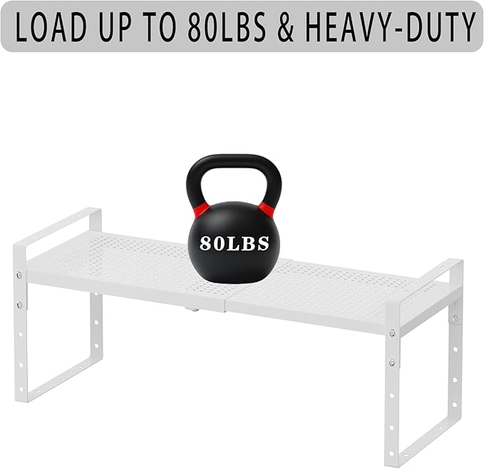 Expandable 16.5-27" W Metal Storage Rack, Shoe Rack with Borders. for Kitchen, Entryway, Closet or Office - Heavy-Duty Steel Construction
