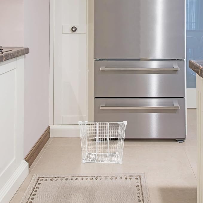 Chest Freezer Divider Storage Organizers, 3 Compartments Mesh Metal Basket, Modular Shelf Separator, Freezer Organization Tray, Refrigerator Drawer Bin