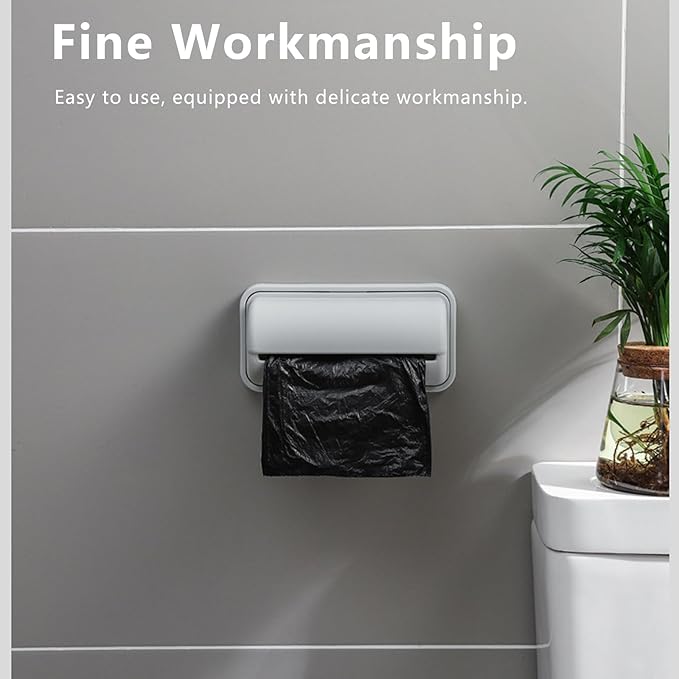 Trash Bag Dispenser Roll Holder, Wall Mounted, Self-Adhesive, for Bathrooms, Kitchens