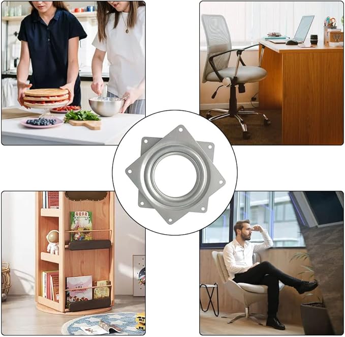 2 Pcs 4 Inch Susan Turntable Bearings Susan Turntable Lazy Susan Turntable Square Rotating Bearing Plate Lazy Susan Hardware Swivel Plate, for Swivel Plate,Corner Cabinet,Revolving Shelve in Kitchen