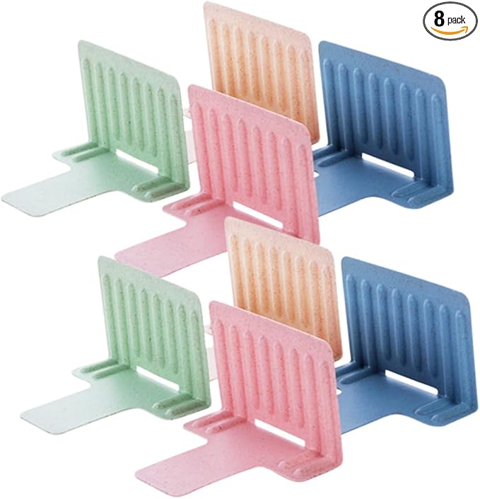 8-Piece PP Drawer Dividers for Refrigerated Food Storage Stackable Kitchen Organizer Adjustable Size for Cabinets and Freezers Random Color