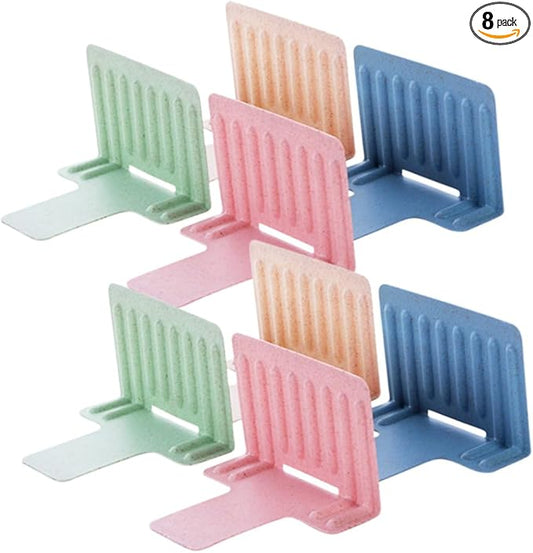 8-Piece PP Drawer Dividers for Refrigerated Food Storage Stackable Kitchen Organizer Adjustable Size for Cabinets and Freezers Random Color