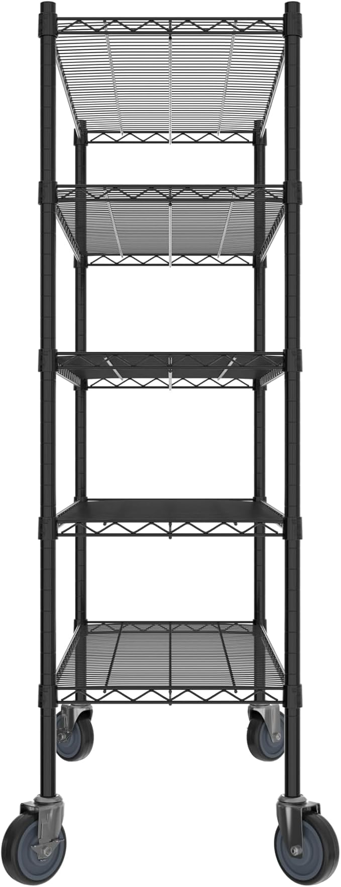 Commercial NSF Listed Black Epoxy Mobile Wire Shelving Kit 18" x 42" x 60", with 5 Shelves Perfect for Warehouse, Walk-in Refrigerator, Freezer, Grocery Store, Restaurant, Dishroom