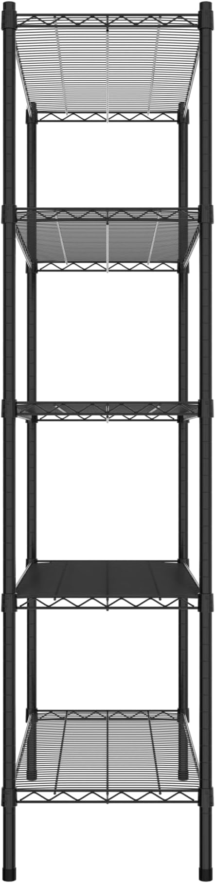 Commercial NSF Listed Black Epoxy Stationary Wire Shelving Kit 18" x 42" x 74", with 5 Shelves Perfect for Warehouse, Walk-in Refrigerator, Freezer, Grocery Store, Restaurant, Dishroom