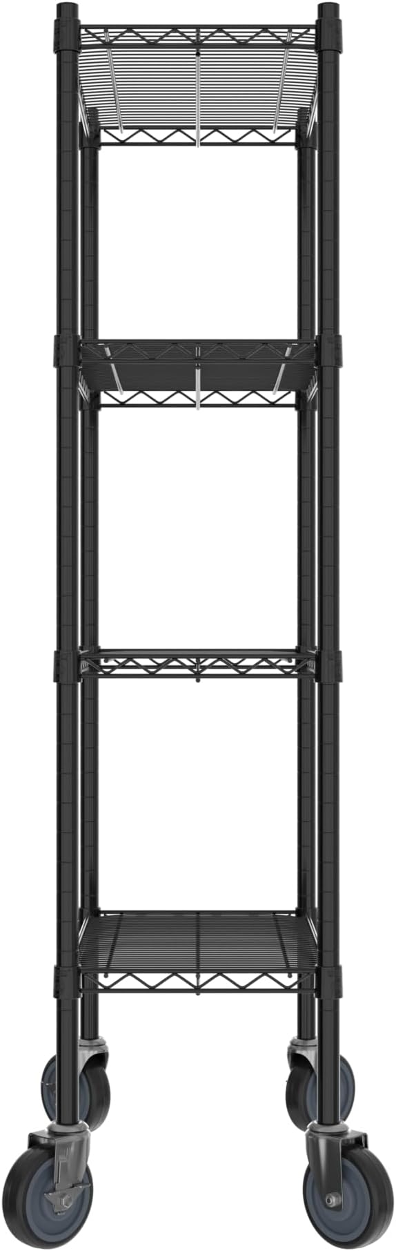 Commercial NSF Listed Black Epoxy Mobile Wire Shelving Kit 14" x 24" x 60", with 4 Shelves Perfect for Warehouse, Walk-in Refrigerator, Freezer, Grocery Store, Restaurant, Dishroom