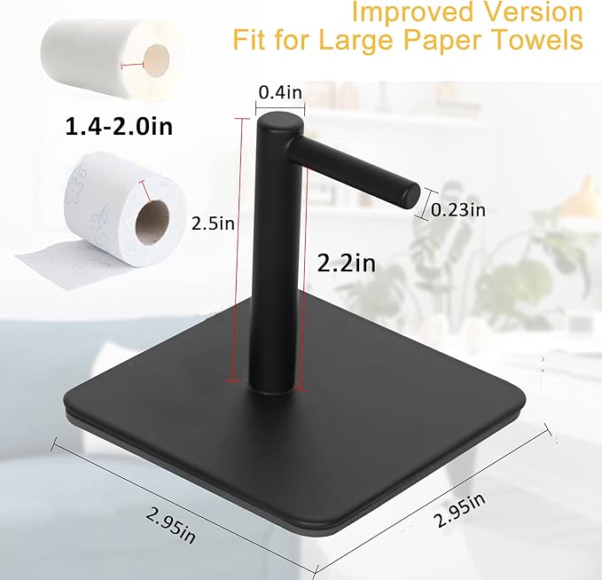 Paper Towel Holder Black Magnetic Mount Paper Tower Bar with Strong Magnetic Backing - for Kitchen,Refrigerator,Grill,Toolbox,Garage,Shop