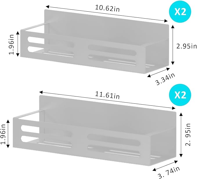 Roysili Magnetic Spice Rack for Refrigerator, Metal Spice Rack Organizer, Magnetic Shelf for Fridge 4Pack Grey