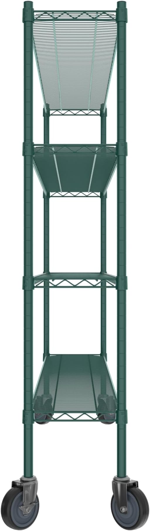 Commercial NSF Listed Green Epoxy Mobile Wire Shelving Kit 12" x 72" x 60", with 4 Shelves Perfect for Warehouse, Walk-in Refrigerator, Freezer, Grocery Store, Restaurant, Dishroom