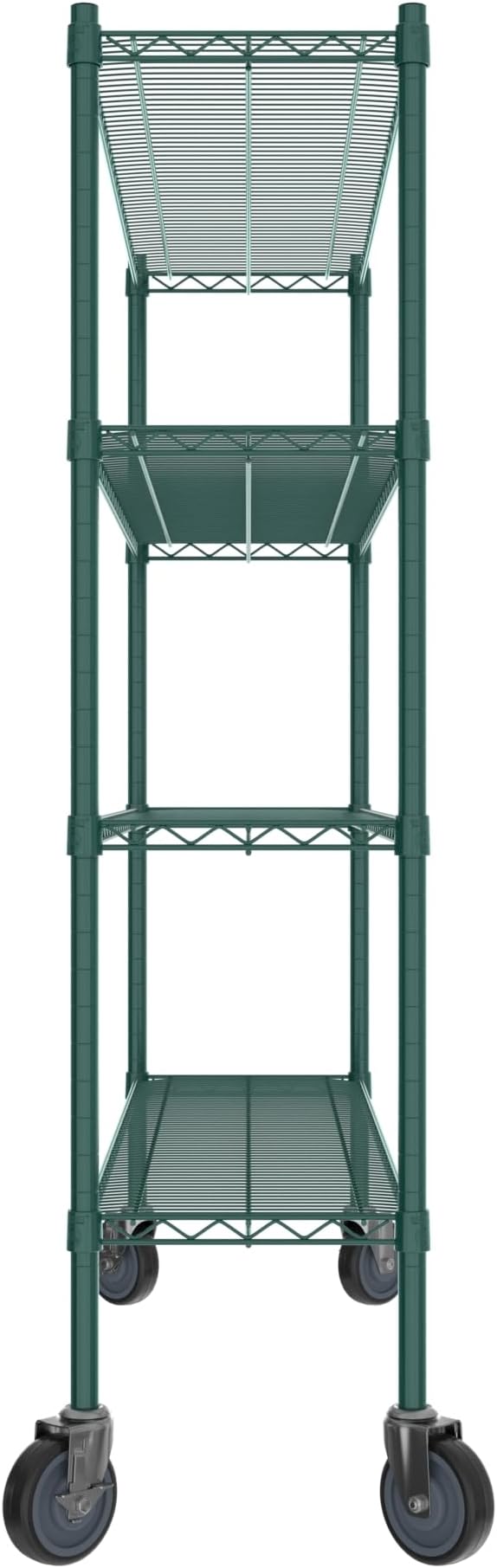 Commercial NSF Listed Green Epoxy Mobile Wire Shelving Kit 14" x 54" x 60", with 4 Shelves Perfect for Warehouse, Walk-in Refrigerator, Freezer, Grocery Store, Restaurant, Dishroom