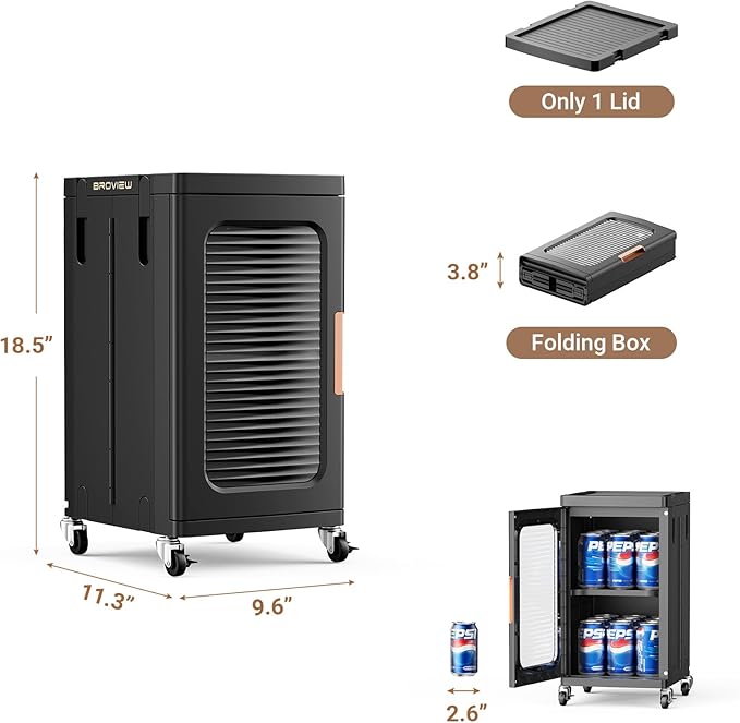 BROVIEW 1-Tier Tall Narrow Storage Cabinet Organizer, Slim Bathroom Cabinets with Adjustable Shelves and Door, Plastic Kitchen Pantry Organizers and Storages for Small Space, Laundry, Black
