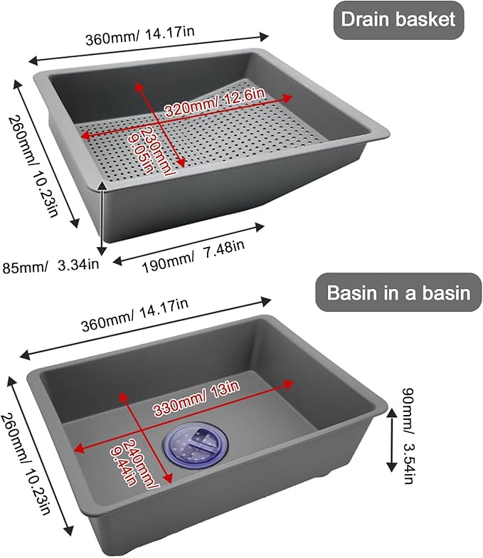 Kitchen Sink Strainer Basket Set Multifunctional Portable Strainer Basin with Sink Stopper Dishwashing Basin Vegetable Strainer Basket Drain Pasta Kitchen Sink Accessories(ABS+PP）