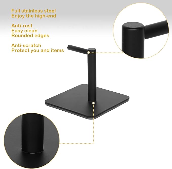 Paper Towel Holder Black Magnetic Mount Paper Tower Bar with Strong Magnetic Backing - for Kitchen,Refrigerator,Grill,Toolbox,Garage,Shop