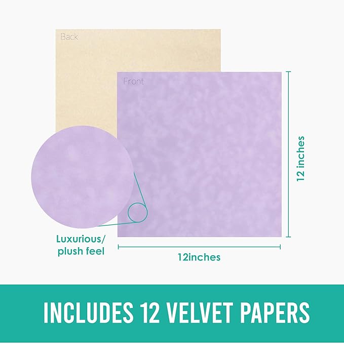 S.E.I Lavender Velvet Paper, Felt Fabric For Drawer and Jewelry Box Liner, 12" x 12" - 12 Sheets