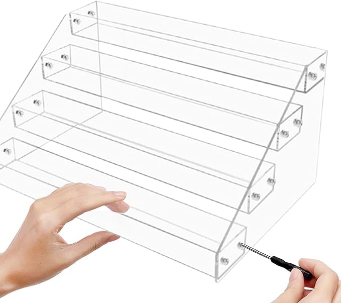 1 Pcs Acrylic Display Shelf, 5 Tier Clear Spice Rack Organizer, Display Stand Risers Shelf, Tiered Spice Rack for Countertop, Cabinet, Pantry, Kitchen Storage