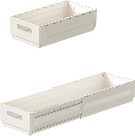 2 Pack Expandable Plastic Storage Boxes, Multi-Purpose Folding Organizer, Drawer Storage Divider For Bedroom, Kitchen And Snack Storage (m)