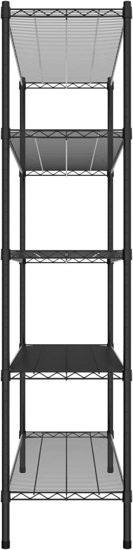 Commercial NSF Listed Black Epoxy Stationary Wire Shelving Kit 18" x 54" x 74", with 5 Shelves Perfect for Warehouse, Walk-in Refrigerator, Freezer, Grocery Store, Restaurant, Dishroom