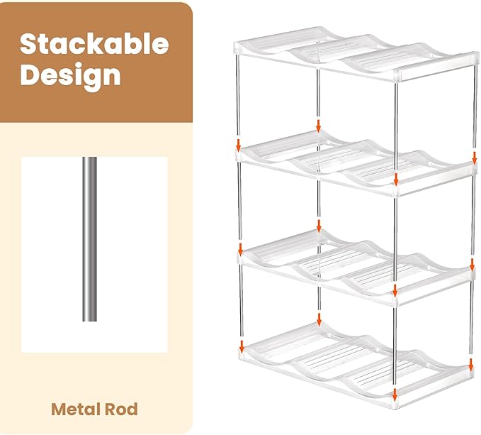 LAMU Stackable Water Bottle Holder Organzier for 40 oz Large Tumbler, 4 Tier Clear Tumbler Bottle Cup Rack for Kitchen Cabinet Organziers and Storage, Hold 12