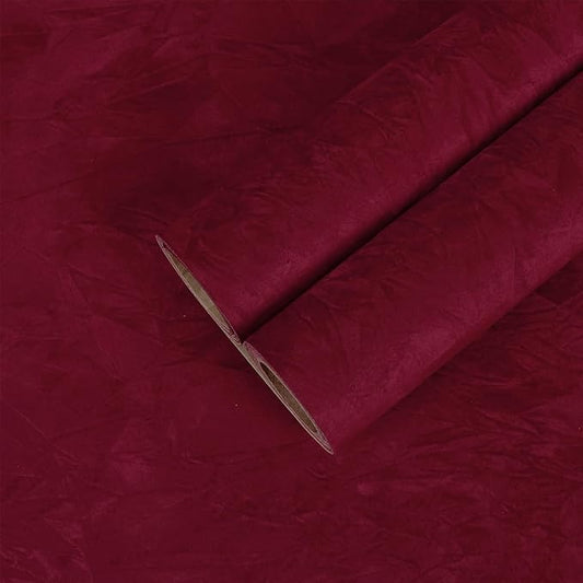 CHIHUT 12''x100'' Dark Red Self Adhesive Velvet Flocking Liner Sheet Soft Velvet Flock Contact Paper for Jewelry Colored Thick Fabric Wallpaper Peel and Stick Velvet Lining for Drawers DIY Projects