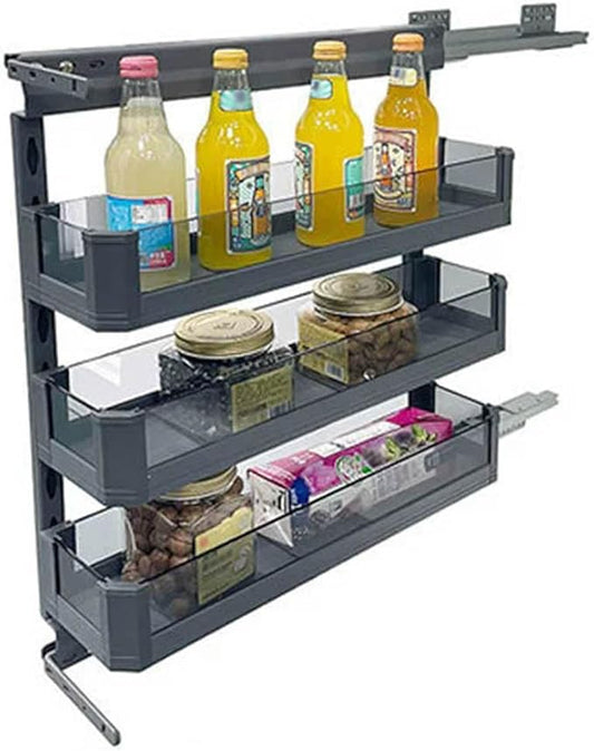 2-Tier Kitchen Cabinet Pullout Shelf and Drawer Orga Slide Out Pantry Storage Basket in Multiple Sizes, Narrow Multi-Layer Storage Rack，3 Tier，3 Tier-300mm Cabinet