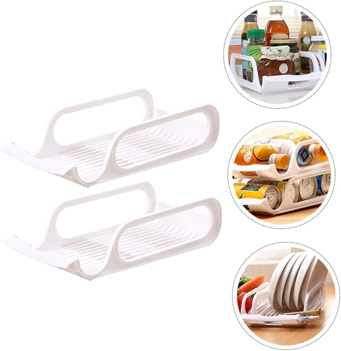 DOITOOL 4pcs Stackable Refrigerator Drink Storage Rack for Beverage Bowl Vegetable Holder Cold Storage Organizer for Fridge Efficient Vertical Practical Design