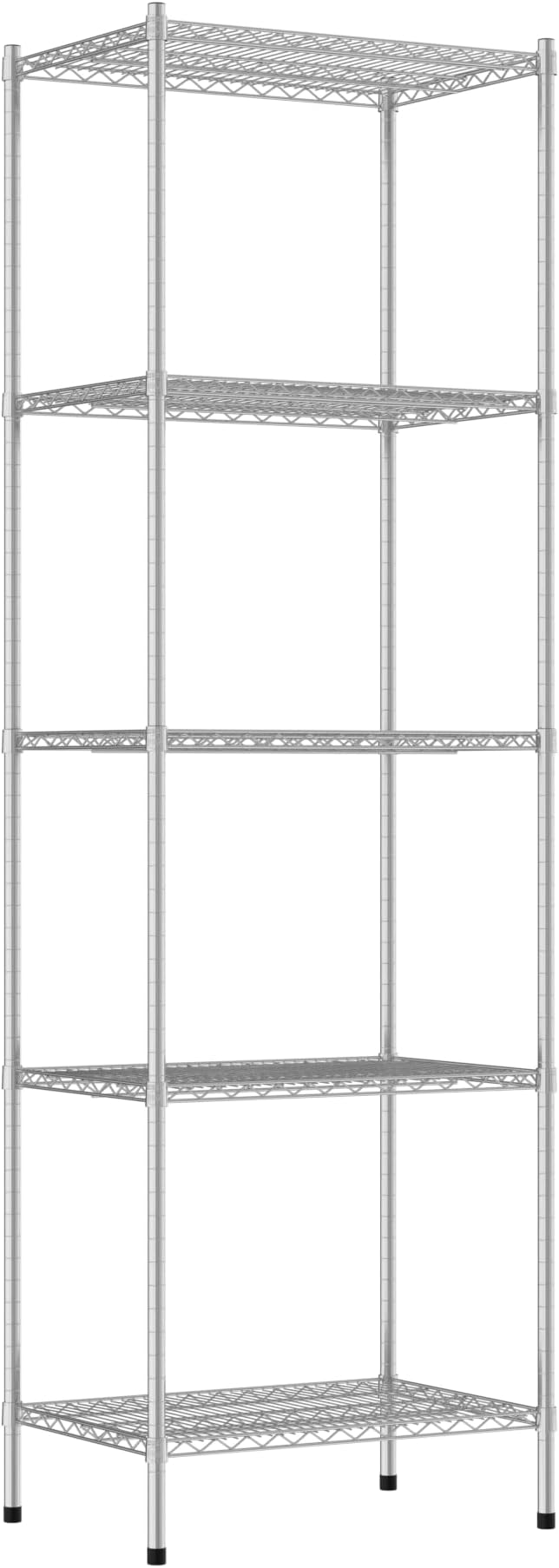 Commercial NSF Listed Chrome Stationary Wire Shelving Kit 21" x 30" x 96", with 5 Shelves Perfect for Warehouse, Walk-in Refrigerator, Freezer, Grocery Store, Restaurant, Dishroom