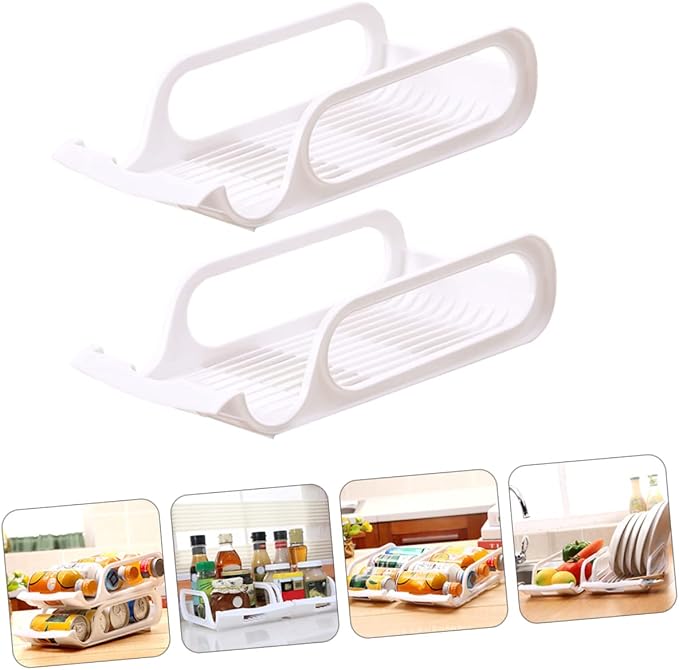 DOITOOL 4pcs Stackable Refrigerator Drink Storage Rack for Beverage Bowl Vegetable Holder Cold Storage Organizer for Fridge Efficient Vertical Practical Design