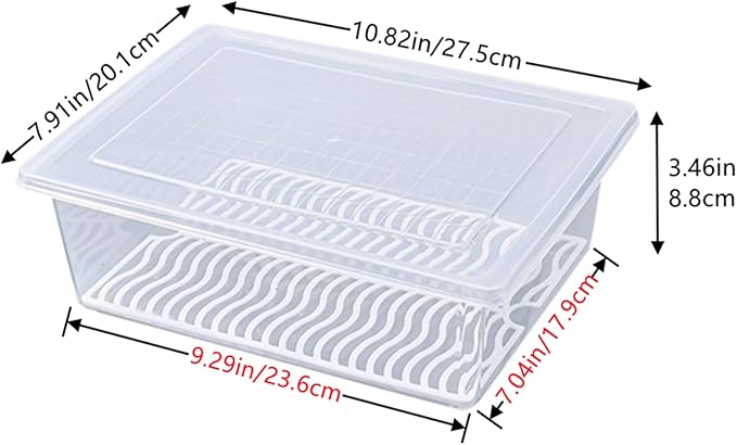 Yiautao Food Storage Container, Plastic Food Containers with Removable Drain Plate and Lid, Stackable Portable Freezer Storage Containers - Tray to Keep Fruits, Vegetables, Meat (X-Large(4PCS))