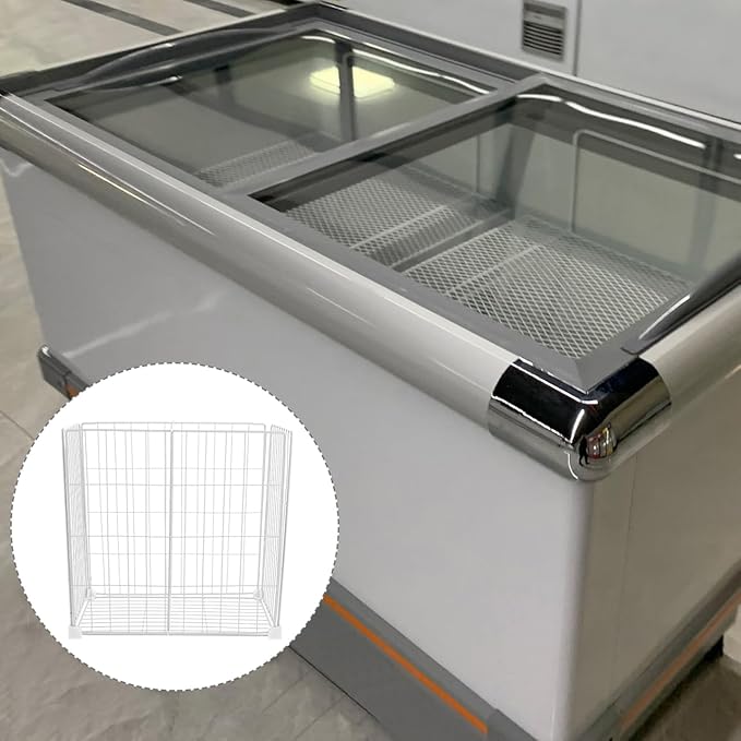 Freezer Partition Rack with Bottom Storage Basket Wire Storage Organizer for Refrigerator and Deep Freezer 14.57 X 14.57 X 7.48 Inches Space-Saving Kitchen and Pantry Solution