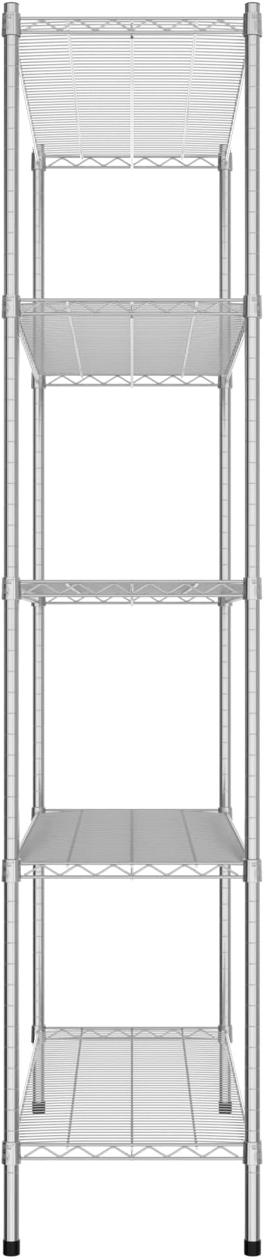 Commercial NSF Listed Chrome Stationary Wire Shelving Kit 18" x 48" x 86", with 5 Shelves Perfect for Warehouse, Walk-in Refrigerator, Freezer, Grocery Store, Restaurant, Dishroom