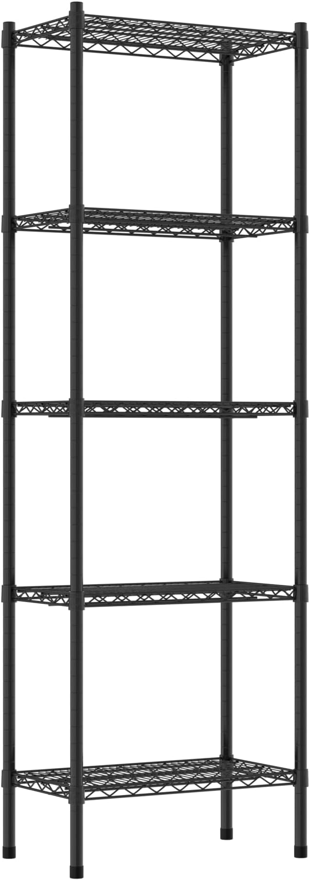 Commercial NSF Listed Black Epoxy Stationary Wire Shelving Kit 14" x 24" x 74", with 5 Shelves Perfect for Warehouse, Walk-in Refrigerator, Freezer, Grocery Store, Restaurant, Dishroom